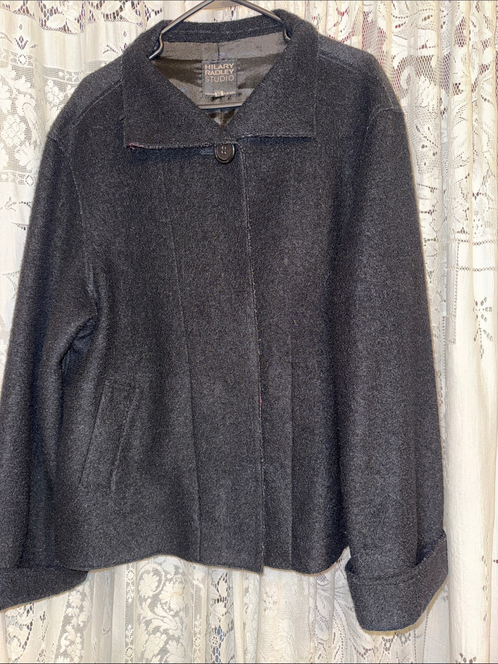 Hilary Radley black boiled Wool-Blend Single-Button Pea Coat